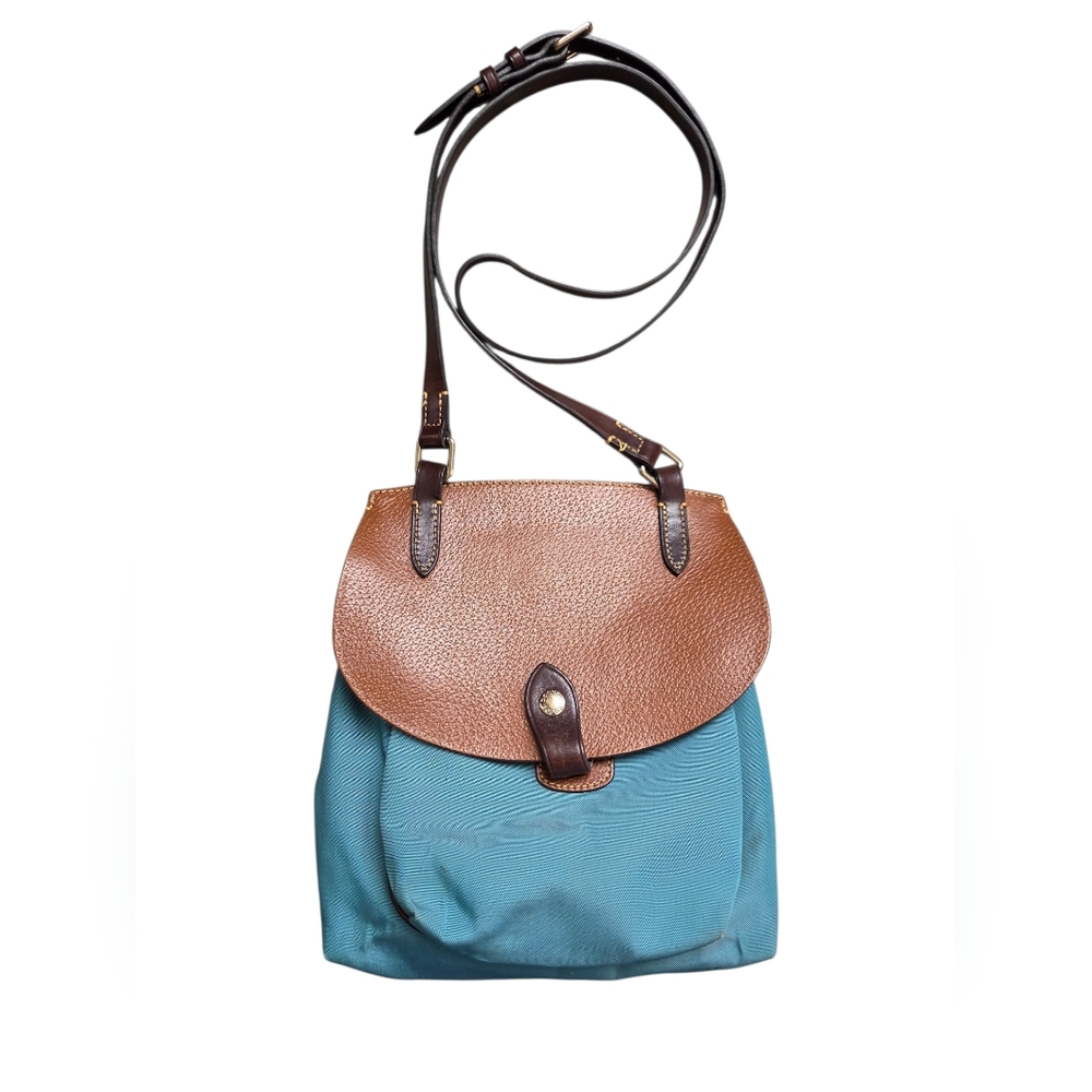 Dooney & Bourke Vintage Crossbody Leather Saddle Bag Astral Blue